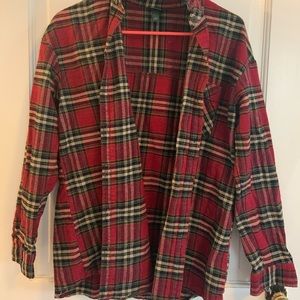 Red plaid oversized button up